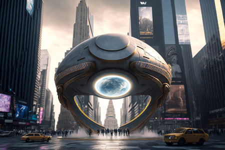 Futuristic Sci Fi Alien in Times Square, New York City