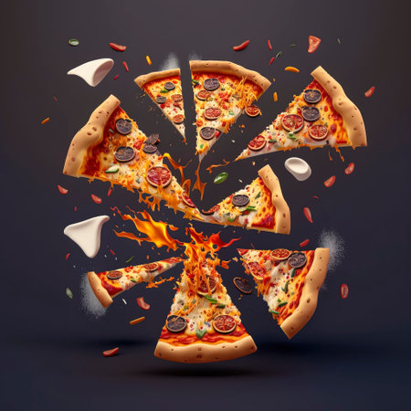 Pizza that Takes You on a Journey: Let this Flying Delight Transport You to Flavor Heaven created with Generative AI technologyの素材