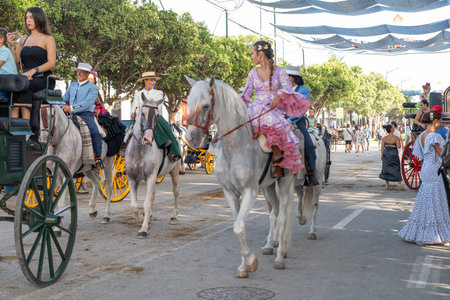 MALAGA, SPAIN - 14 AUGUST 2023. Andalusian fair of Malaga.のeditorial素材
