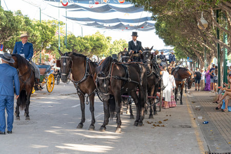 MALAGA, SPAIN - 14 AUGUST 2023. Andalusian fair of Malaga.のeditorial素材