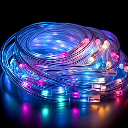 Vivid light trails capture the city's vibrant energy, ideal for urban lifestyle themesの素材