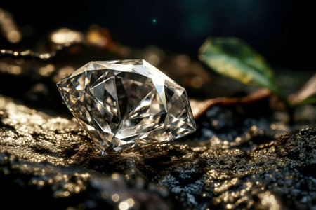 An AI-crafted diamond glimmers with life-like brilliance, ideal for luxury and elegance themes.の素材