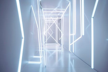 Sleek AI-generated geometric tunnel, ideal for tech and sci-fi designsの素材