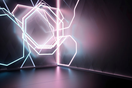 Sleek AI-generated geometric tunnel, ideal for tech and sci-fi designsの素材