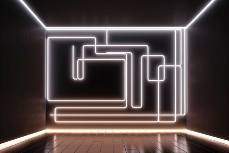 Sleek AI-generated geometric tunnel, ideal for tech and sci-fi designsの素材