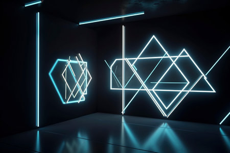 Sleek AI-generated geometric tunnel, ideal for tech and sci-fi designsの素材