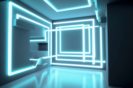 Sleek AI-generated geometric tunnel, ideal for tech and sci-fi designsの素材