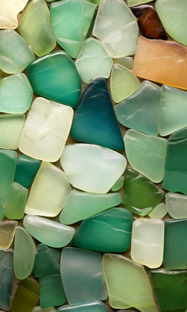 AI-generated image of delicate sea glass, ideal for themes of tranquility and oceanic beauty.の素材