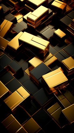 An AI-crafted display of gold and dark minerals, perfect for opulent and high-end design projectsの素材