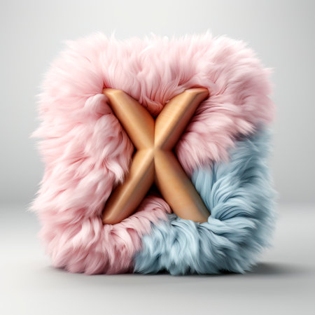 Soft, tactile fur forms a playful 'X', ideal for creative and luxurious concepts.の素材