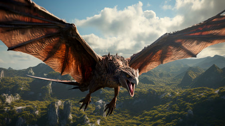 Capture imagination with this AI-generated prehistoric scene, great for creative projectsの素材