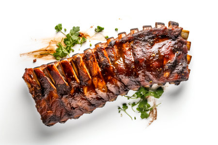 Perfectly roasted ribs AI-generated image, ideal for culinary websites and BBQ recipesの素材