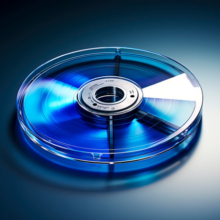 A reflective CD with prismatic effects, ideal for technology and data storage concepts.の素材