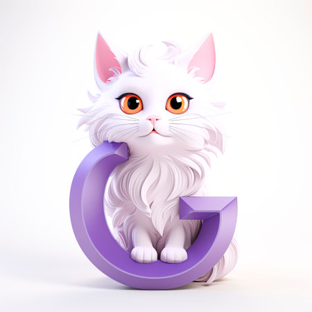 Adorable Purple Cartoon Kitten with Sparkling Eyes created with Generative AI technologyの素材