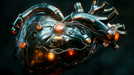Cybernetic Heart in a Fusion of Flesh and Machine created with Generative AI technologyの素材