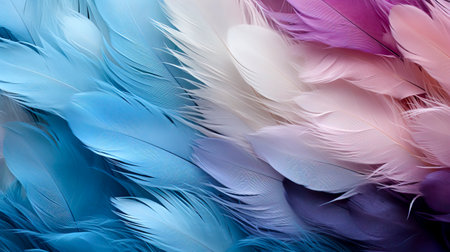 A rich, detailed display of feathers in striking blue and orange shades, perfect for design accents and natural motifs.の素材