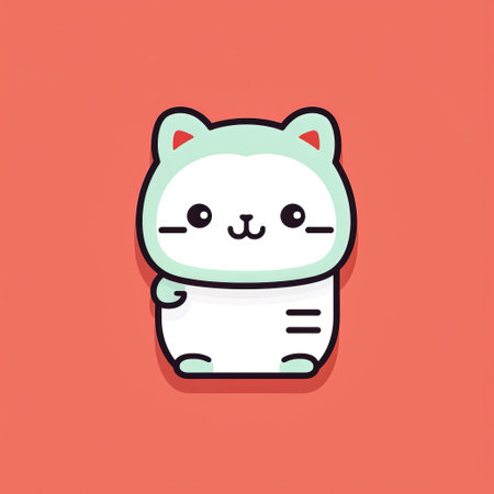 A charming, minimalist cat icon with a warm, inviting smile, perfect for pet-themed designs and friendly branding.の素材