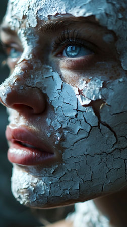 Close-up of a woman with cleansing foam, highlighting a fresh skincare ritualの素材