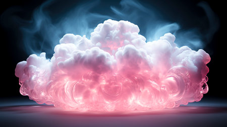Celestial Pink Cloud Island with Reflective Water Orb created with Generative AI technologyの素材