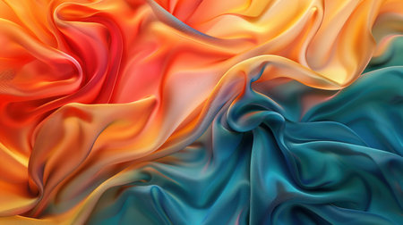 Luxurious Silk Fabric Swirl in Vibrant Colors, created with Generative AI technologyの素材