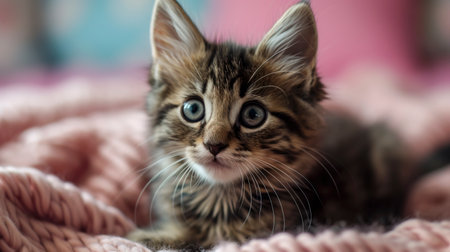 Whisker Wonders: Ginger Kitten's Mesmerizing Gaze created with Generative AI technologyの素材