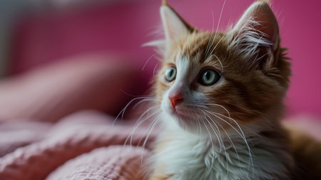 Whisker Wonders: Ginger Kitten's Mesmerizing Gaze created with Generative AI technologyの素材