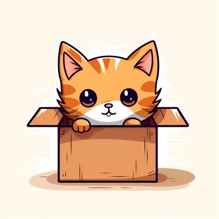 Whiskered Surprise: Playful Cat Box Design created with Generative AI technologyの素材