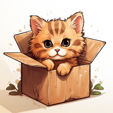 Whiskered Surprise: Playful Cat Box Design created with Generative AI technologyの素材