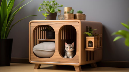 Whiskered Surprise: Playful Cat Box Design created with Generative AI technologyの素材