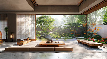 Neo-Geo Minimalism: A Tranquil Oasis Created with Generative AI Technologyの素材