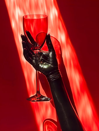 Luxurious Wine Experience: Sophisticated Woman Indulging in Opulence created with Generative AI technologyの素材