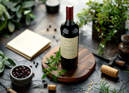 Elevate Your Brand with Custom Wine Bottle Displays: Stunning Visual Presence for your Products created with Generative AI technologyの素材