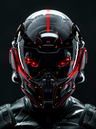 High-Octane Crimson Fighter Pilot Helmet: Take Your Style to New Heights with this Mission-Ready Look! created with Generative AI technologyの素材