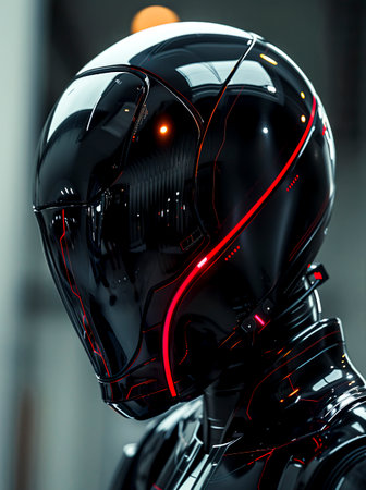 Custom Crimson Jet Fighter Pilot Helmet - Gear up for High-Stakes Missions in Style created with Generative AI technologyの素材