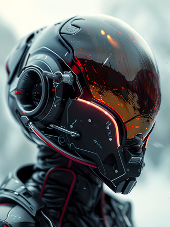 Daring Crimson Fighter Pilot Helmet: The Ultimate Image for Adventurous Creatives! created with Generative AI technologyの素材
