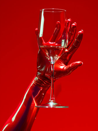 Luxurious Wine Tasting: Elegant Woman Enjoying Opulence in Chic Surroundings created with Generative AI technologyの素材