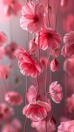 Vibrant Pink Floral Women's Day Celebration - High Quality Image of Beautiful Flowers on Solid Background created with Generative AI technologyの素材