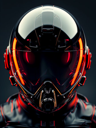 Custom Crimson Jet Fighter Pilot Helmet - Elite Gear for High-Stakes Missions created with Generative AI technologyの素材