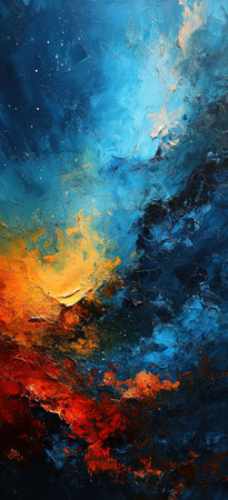 Cosmic Dichotomy: The Moon's Silent Dance with Fiery Nebula created with Generative AI technologyの素材