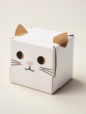 Whiskered Surprise: Playful Cat Box Design created with Generative AI technologyの素材