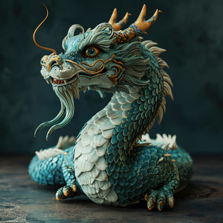 Emerging Myth: The Celestial Dragon Ascending Through Clouds created with Generative AI technologyの素材