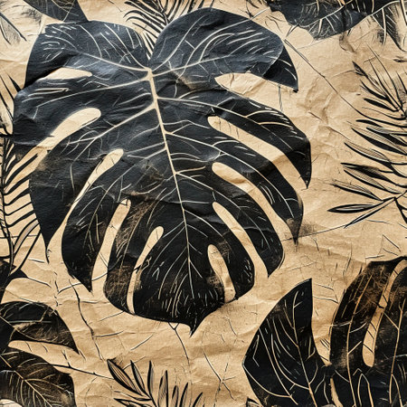 Tropical Impressions: Monstera Delight on Gold Leaf created with Generative AI technologyの素材