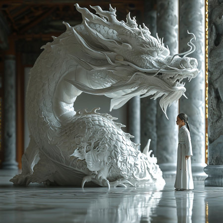 Sovereign of Scales: Dragon's Companion in the Mist created with Generative AI technologyの素材
