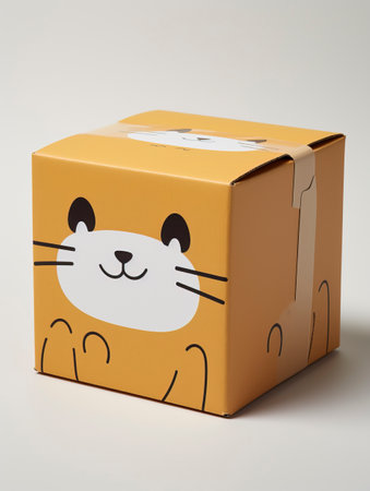 Whiskered Surprise: Playful Cat Box Design created with Generative AI technologyの素材