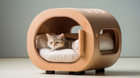 Whiskered Surprise: Playful Cat Box Design created with Generative AI technologyの素材