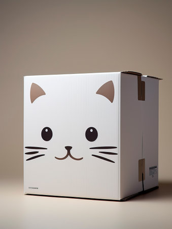 Whiskered Surprise: Playful Cat Box Design created with Generative AI technologyの素材