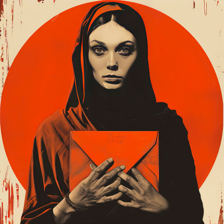 Step into a mesmerizing blend of gothic and urban art, featuring a striking crimson-inked woman in a black-and-white world. created with Generative AI technologyの素材