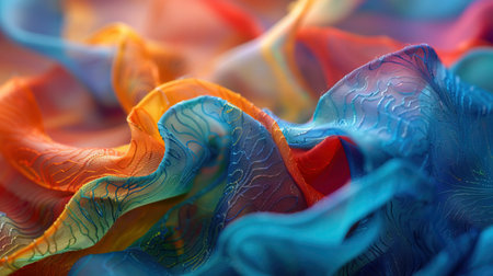 Vibrant Fabric Swirls: Created with Generative AI technologyの素材