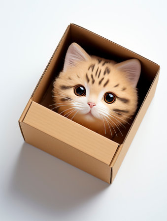 Whiskered Surprise: Playful Cat Box Design created with Generative AI technologyの素材