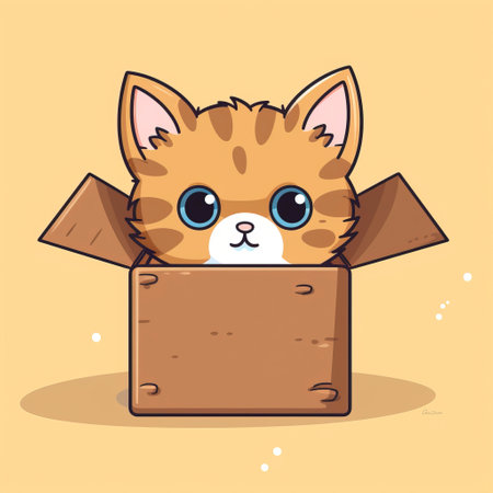 Whiskered Surprise: Playful Cat Box Design created with Generative AI technologyの素材